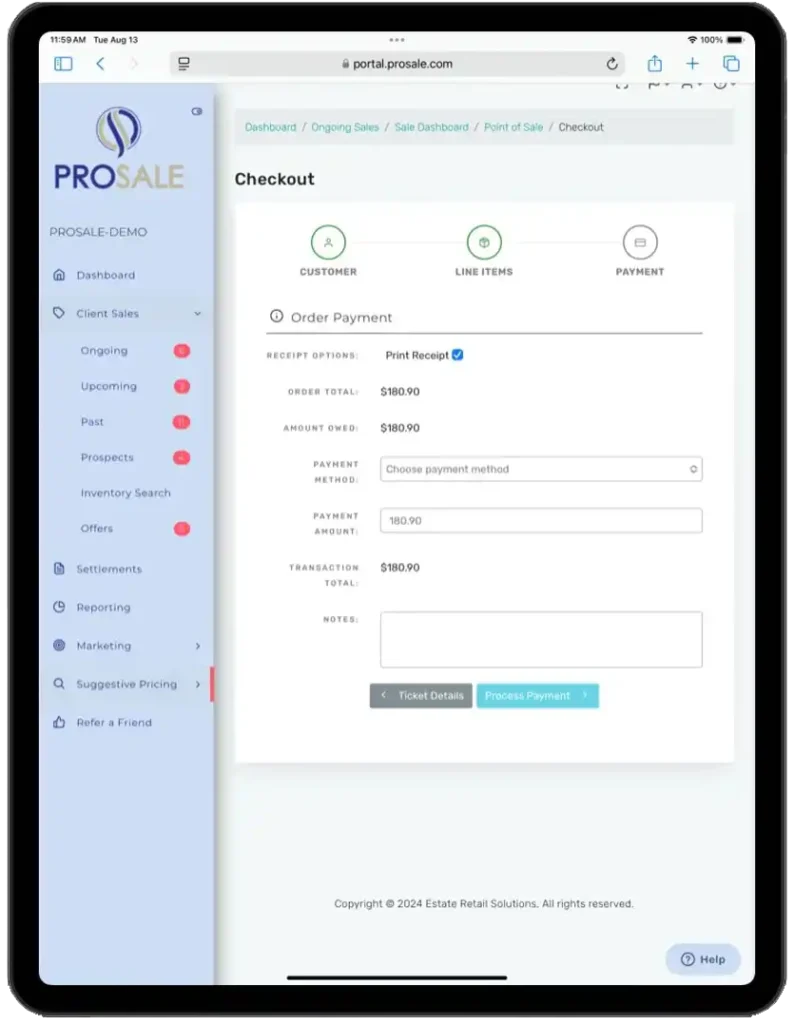 Estate Sale Software by ProSale - Point of Sale (POS)