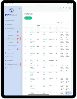 Estate Sale Software by ProSale – Client Sales – Past Sales Dashboard Estate Sale Software by ProSale - Client Sales - Past Sales Dashboard